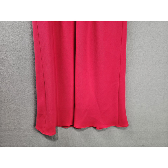 Evan-Piccone Assymetrical Hot-Pink Strappy Bodycon Dress Sleeveless Deep V Sz 4 - Picture 8 of 9